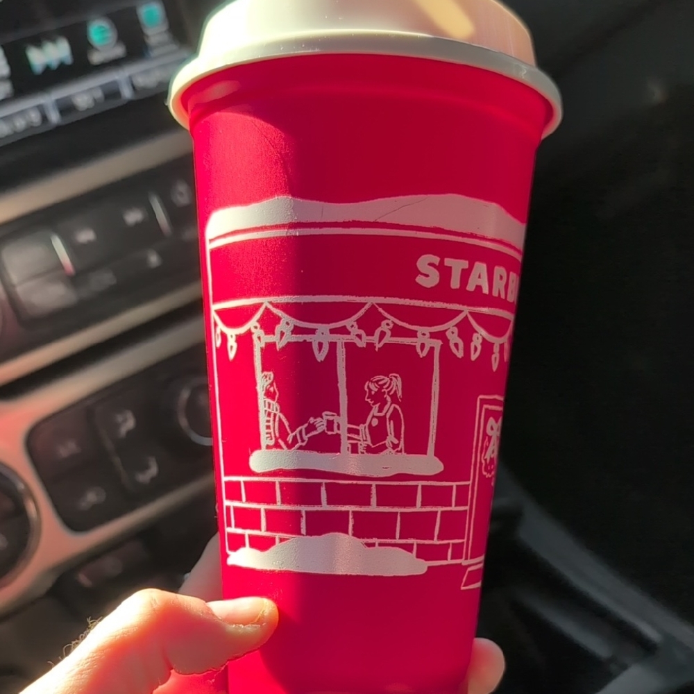 BRAND NEW Starbucks Vibrant Red Cup with White Design